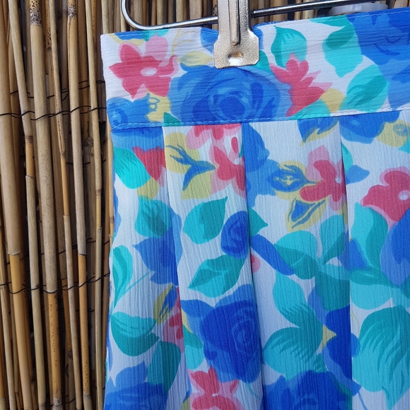 🌏 Vintage Floral Full Midi Skirt - Size 16 - Picture 5 of 13
